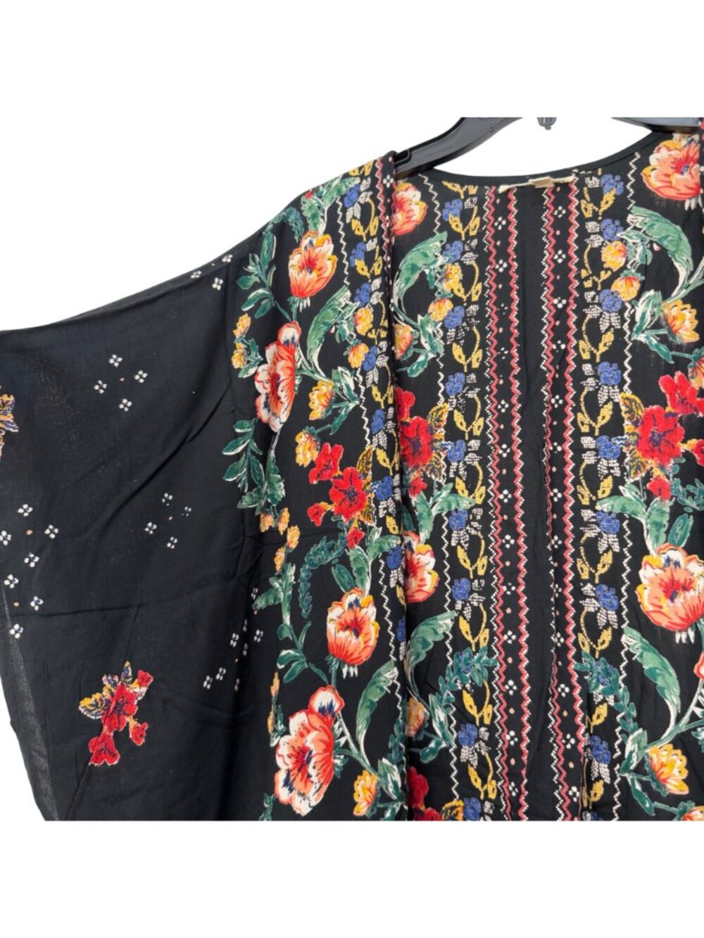 Gypsy Love Floral Colorful Kimono Cardigan Black Rayon Womens Size Medium Boho - Picture 2 of 9